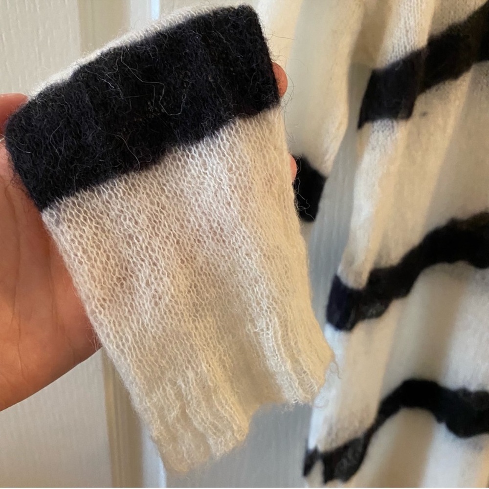 BANJO & MATILDA Australia Mohair-Blend Black & White Striped Sweater - M - Picture 5 of 13